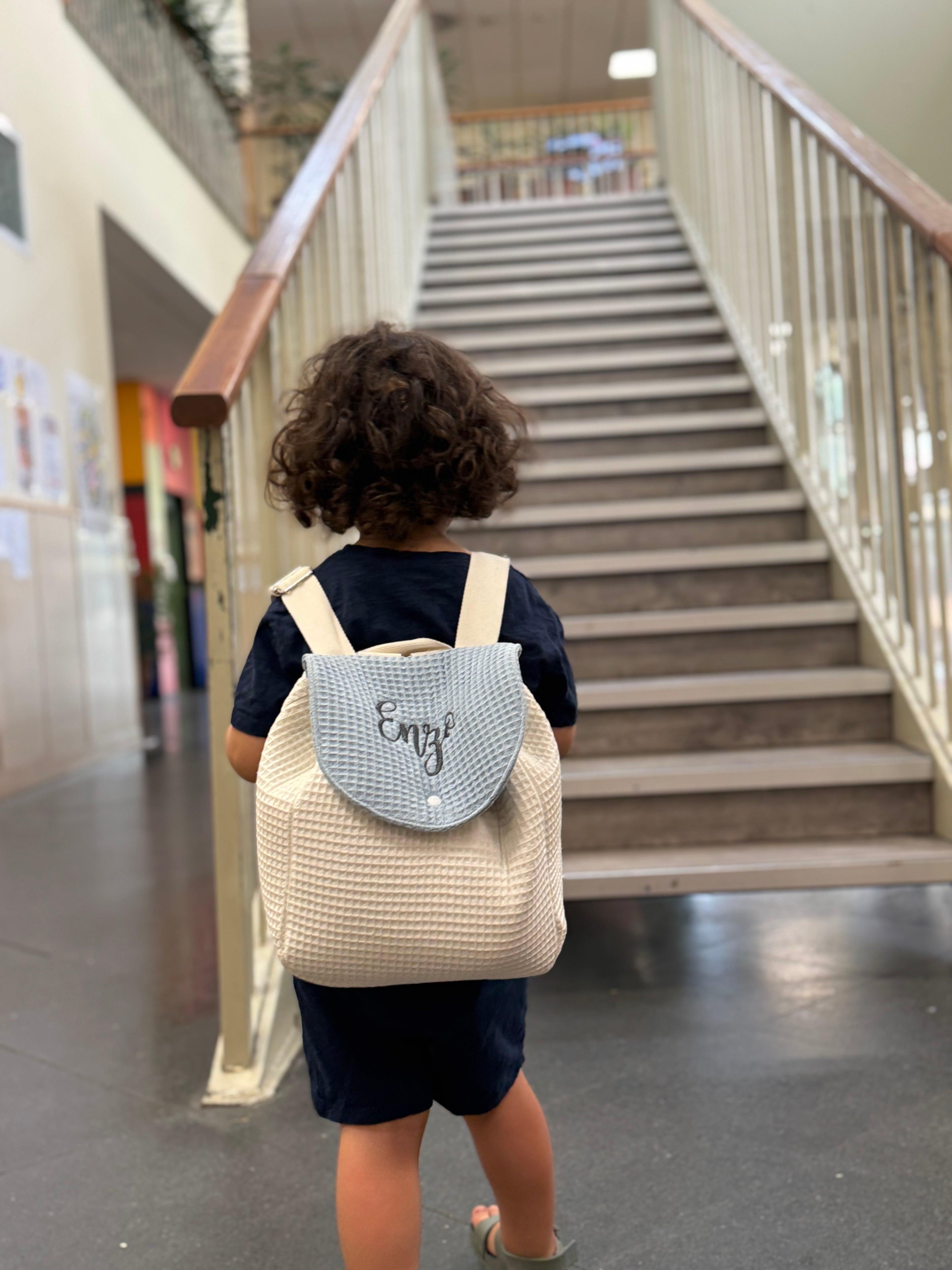 Mochila Infantil de Algodón Personalizable | Mochila Escolar para Guardería y Educación Infantil | Bolsa para Merienda