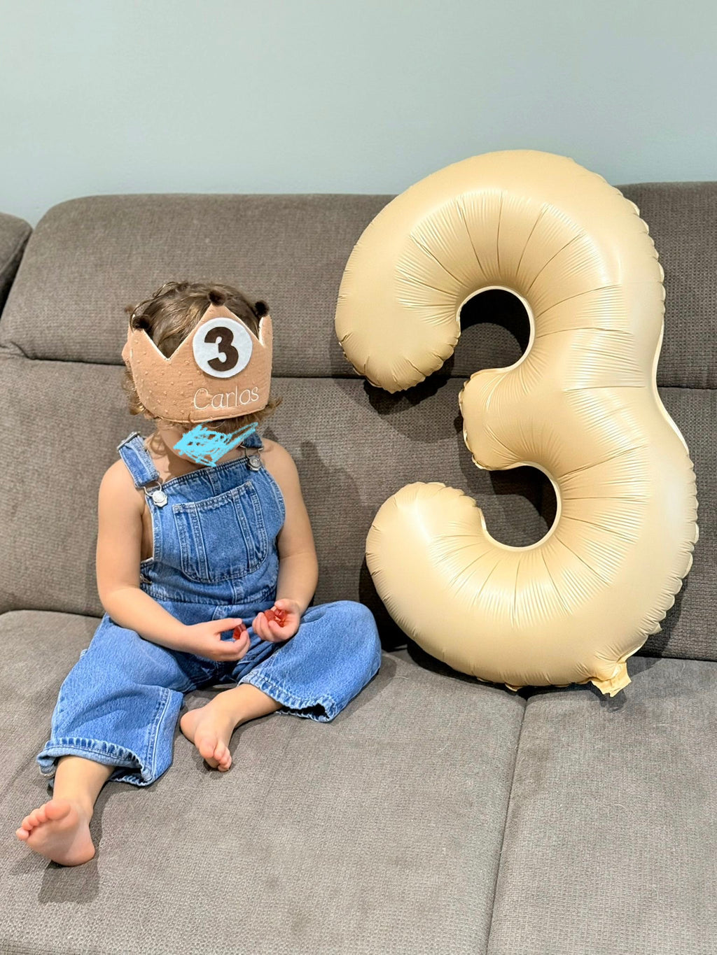 Corona de Cumpleaños Personalizada de Tela | Corona Reversible para Niños y Bebés | Con Número y Nombre Bordado