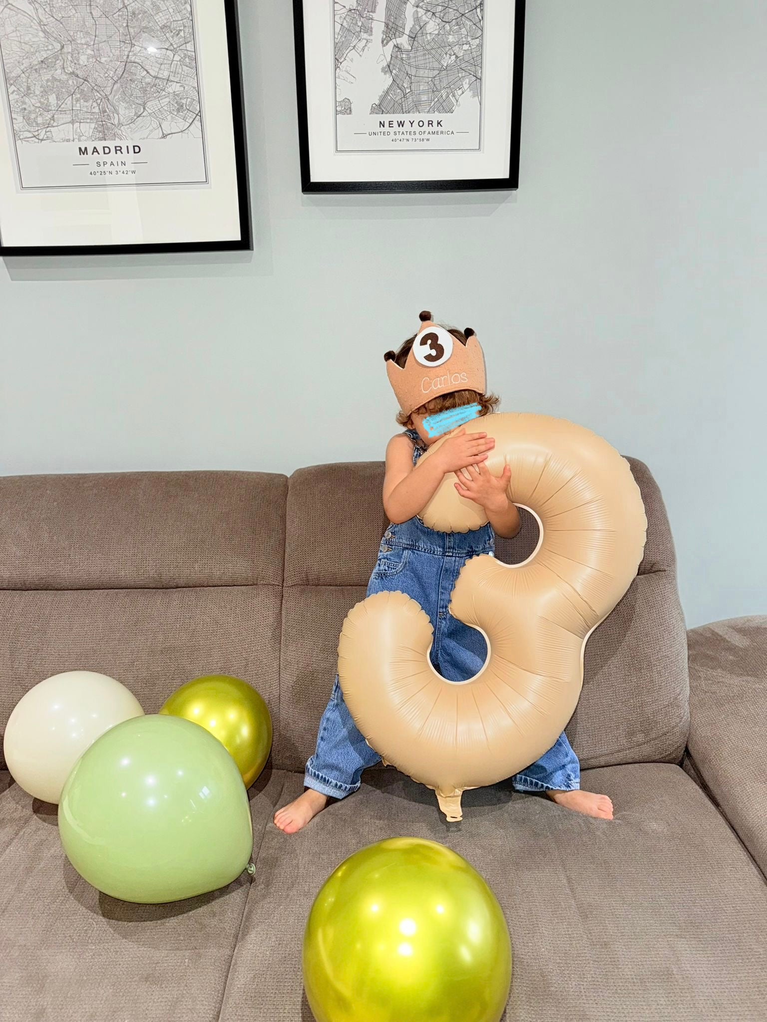 Corona de Cumpleaños Personalizada de Tela | Corona Reversible para Niños y Bebés | Con Número y Nombre Bordado
