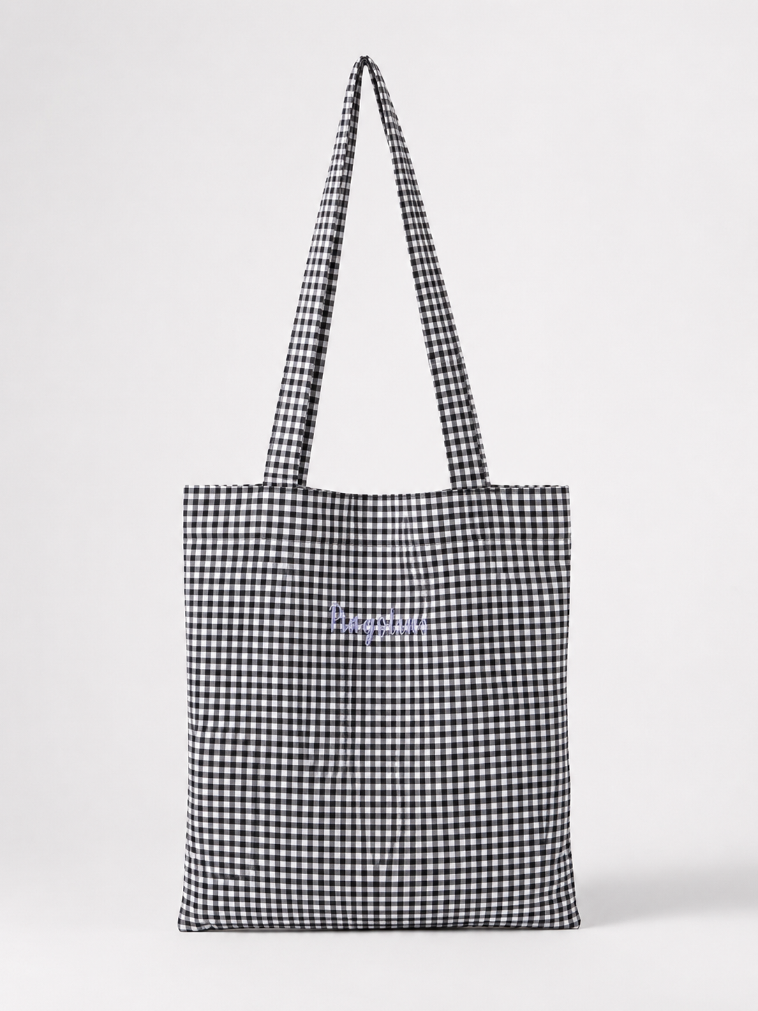 Tote Bag de Tela Vichy Negra | Bolso Shopper Reutilizable Handmade | Pingolino Handmade