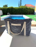 Bolsa de Playa Grande Vichy Blanco y Negro | Pingolino Handmade